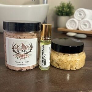 AMBER WOODS Bath Set🤠 HANDCRAFTED/ CW PETALS & PEAKS